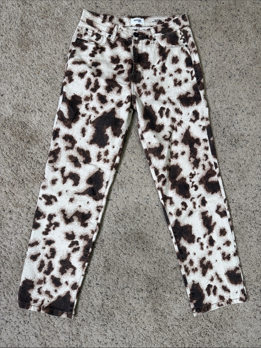 Kensie Cow-Print Straight Leg Crop womens Jeans 🐄 TRENDY 26